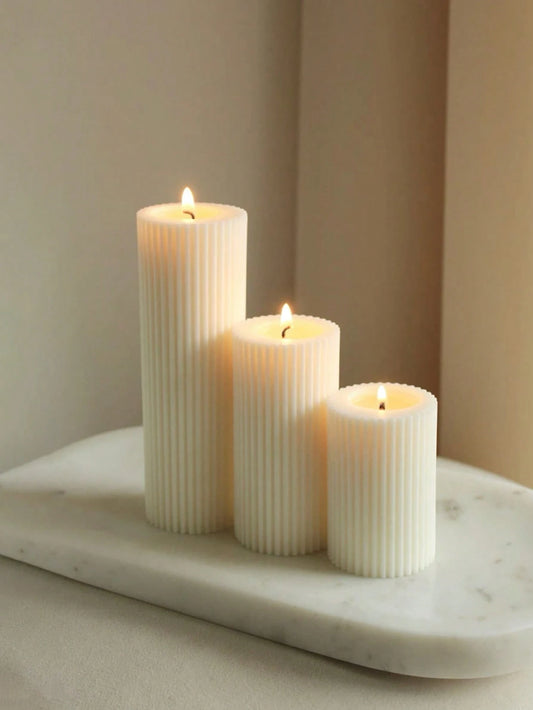 Ribbed Pillar Candle